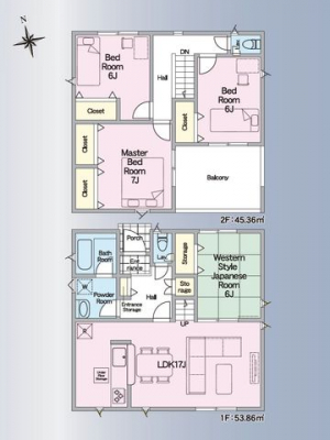 �Ԏ��}�i�̂P�ˌ��j�@���Ԏ�}�E4LDK��