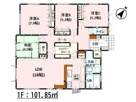 �Ԏ��}�i�̂P�ˌ��j�@���Ԏ�}�E4LDK��