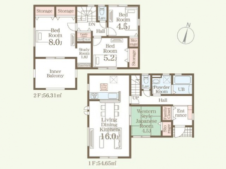 �Ԏ��}�i�̂P�ˌ��j�@���Ԏ�}�E4LDK��