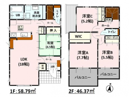 �Ԏ��}�i�̂P�ˌ��j�@���Ԏ��}�E4LDK��