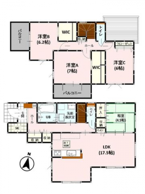 �Ԏ��}�i�̂P�ˌ��j�@���Ԏ�}�E4LDK��